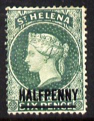 St Helena 1884-94 QV Crown CA 1/2d green (14mm) showing Blur in circle between 3 & 4 o'clock (position 191) mounted mint SG36