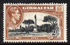 Gibraltar 1938-51 KG6 2s black & brown P13.5 mounted mint but short perf at top SG128a