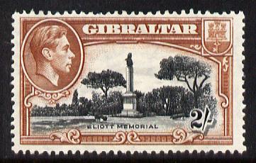 Gibraltar 1938-51 KG6 2s black & brown P13.5 mounted mint but short perf at top SG128a