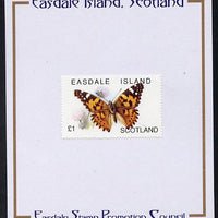 Easdale 1996 Butterflies - £1 Painted Lady mounted on Publicity proof card issued by the Easdale Stamp Promotion Council