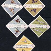 Croatia 1951 Birds triangular (5 values only) in imperf pairs unmounted mint
