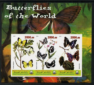 Maakhir State of Somalia 2011 Butterflies of the World #4 imperf sheetlet containing 3 values unmounted mint