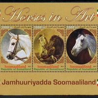 Somaliland 2011 Horses in Art perf sheetlet containing 3 values unmounted mint