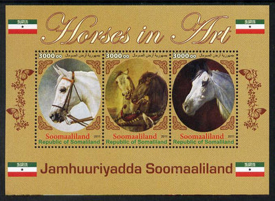 Somaliland 2011 Horses in Art perf sheetlet containing 3 values unmounted mint
