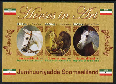 Somaliland 2011 Horses in Art imperf sheetlet containing 3 values unmounted mint