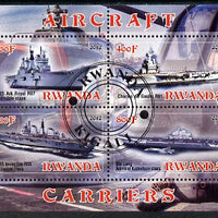 Rwanda 2012 Aircraft Carriers #4 perf sheetlet containing 4 values fine cto used
