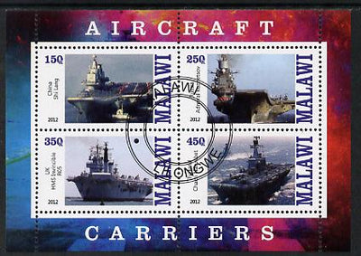 Malawi 2012 Aircraft Carriers #3 perf sheetlet containing 4 values fine cto used