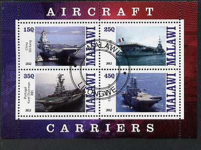 Malawi 2012 Aircraft Carriers #4 perf sheetlet containing 4 values fine cto used