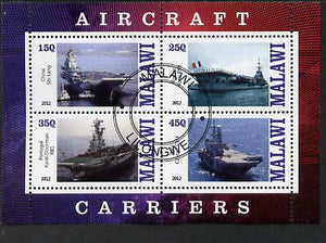 Malawi 2012 Aircraft Carriers #4 perf sheetlet containing 4 values fine cto used