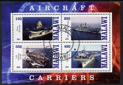 Malawi 2012 Aircraft Carriers #5 perf sheetlet containing 4 values fine cto used