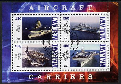 Malawi 2012 Aircraft Carriers #5 perf sheetlet containing 4 values fine cto used