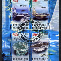 Ivory Coast 2012 Aircraft Carriers #3 perf sheetlet containing 4 values fine cto used