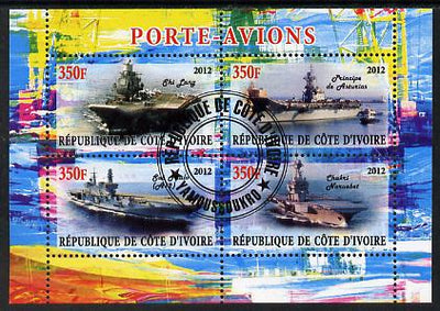 Ivory Coast 2012 Aircraft Carriers #4 perf sheetlet containing 4 values fine cto used