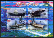 Ivory Coast 2012 Aircraft Carriers #5 perf sheetlet containing 4 values fine cto used