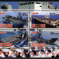 Congo 2012 Aircraft Carriers #3 perf sheetlet containing 4 values fine cto used