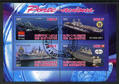 Djibouti 2012 Aircraft Carriers #5 perf sheetlet containing 4 values fine cto used