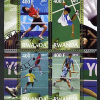 Rwanda 2012 London Olympic Games - Badminton perf sheetlet containing 4 values fine cto used