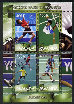 Rwanda 2012 London Olympic Games - Badminton perf sheetlet containing 4 values fine cto used