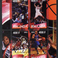Rwanda 2012 London Olympic Games - Basketball perf sheetlet containing 4 values fine cto used