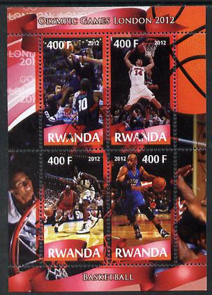 Rwanda 2012 London Olympic Games - Basketball perf sheetlet containing 4 values fine cto used