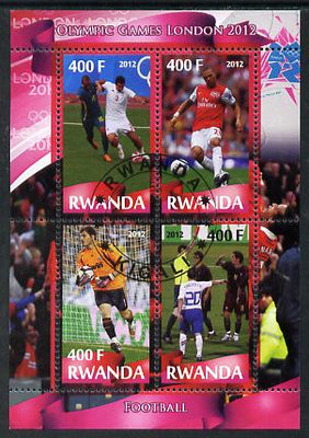 Rwanda 2012 London Olympic Games - Football perf sheetlet containing 4 values fine cto used
