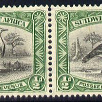 South West Africa 1931 Kori Bustard 1/2d bilingual horizontal pair unmounted mint SG 74