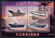 Rwanda 2012 Aircraft Carriers #3 perf sheetlet containing 4 values unmounted mint
