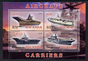 Rwanda 2012 Aircraft Carriers #3 perf sheetlet containing 4 values unmounted mint
