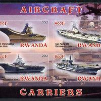 Rwanda 2012 Aircraft Carriers #3 imperf sheetlet containing 4 values unmounted mint