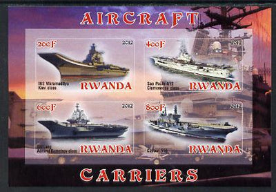 Rwanda 2012 Aircraft Carriers #3 imperf sheetlet containing 4 values unmounted mint
