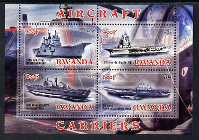 Rwanda 2012 Aircraft Carriers #4 perf sheetlet containing 4 values unmounted mint