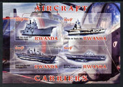 Rwanda 2012 Aircraft Carriers #4 imperf sheetlet containing 4 values unmounted mint
