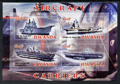 Rwanda 2012 Aircraft Carriers #4 imperf sheetlet containing 4 values unmounted mint
