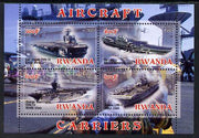 Rwanda 2012 Aircraft Carriers #5 perf sheetlet containing 4 values unmounted mint