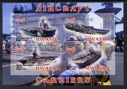 Rwanda 2012 Aircraft Carriers #5 imperf sheetlet containing 4 values unmounted mint