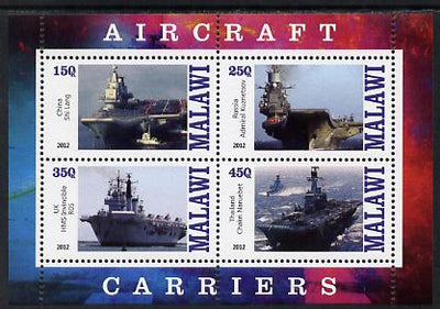 Malawi 2012 Aircraft Carriers #3 perf sheetlet containing 4 values unmounted mint