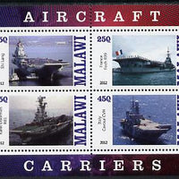 Malawi 2012 Aircraft Carriers #4 perf sheetlet containing 4 values unmounted mint