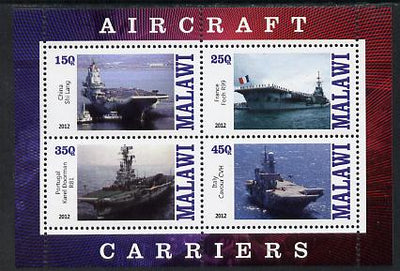 Malawi 2012 Aircraft Carriers #4 perf sheetlet containing 4 values unmounted mint