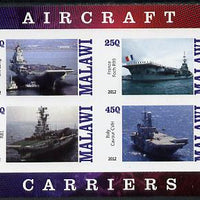Malawi 2012 Aircraft Carriers #4 imperf sheetlet containing 4 values unmounted mint