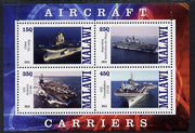 Malawi 2012 Aircraft Carriers #5 perf sheetlet containing 4 values unmounted mint