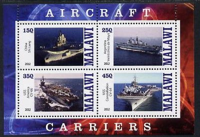 Malawi 2012 Aircraft Carriers #5 perf sheetlet containing 4 values unmounted mint