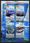 Ivory Coast 2012 Aircraft Carriers #3 imperf sheetlet containing 4 values unmounted mint