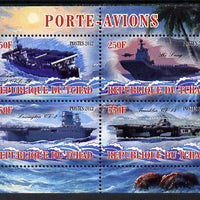 Chad 2012 Aircraft Carriers #3 perf sheetlet containing 4 values unmounted mint