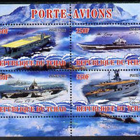 Chad 2012 Aircraft Carriers #4 perf sheetlet containing 4 values unmounted mint