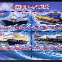Chad 2012 Aircraft Carriers #5 perf sheetlet containing 4 values unmounted mint