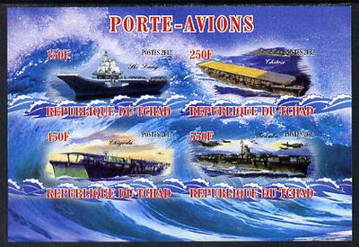 Chad 2012 Aircraft Carriers #5 imperf sheetlet containing 4 values unmounted mint