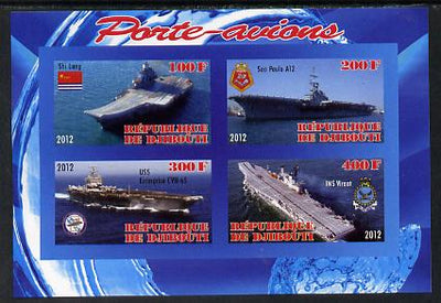 Djibouti 2012 Aircraft Carriers #3 imperf sheetlet containing 4 values unmounted mint