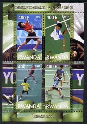 Rwanda 2012 London Olympic Games - Badminton perf sheetlet containing 4 values unmounted mint
