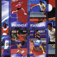 Rwanda 2012 London Olympic Games - Table Tennis perf sheetlet containing 4 values unmounted mint
