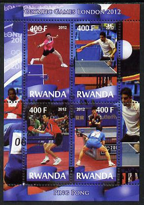 Rwanda 2012 London Olympic Games - Table Tennis perf sheetlet containing 4 values unmounted mint